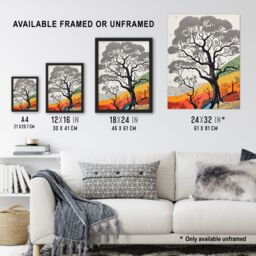 "Artery8 Wall Art Print Gond Style Yosemite Forest Trees Colourful Painting Poster - Size: W18"" x H24""" - thumbnail 3
