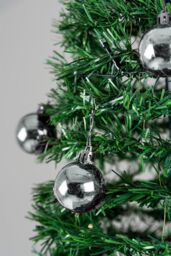 Shatchi 5Ft Prelit Pop up Christmas Tree with Silver Baubles & Battery Operated LED Warm White Lights in Green - thumbnail 8