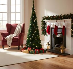 Shatchi 5Ft Prelit Pop up Christmas Tree with Silver Baubles & Battery Operated LED Warm White Lights in Green - thumbnail 3