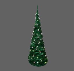 Shatchi 5Ft Prelit Pop up Christmas Tree with Silver Baubles & Battery Operated LED Warm White Lights in Green - thumbnail 4