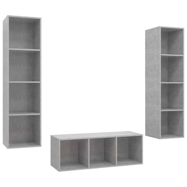 Berkfield Home 3 Piece TV Cabinet Set Concrete Grey Engineered Wood - image 1