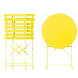 Marco Paul Yellow 3 Piece Folding Outdoor Bistro Set in Bright Yellow - thumbnail 5