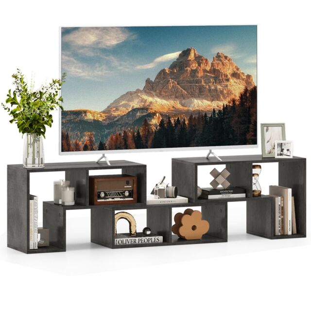 Costway 3 Pieces Adjustable TV Console Stand Modern Entertainment Center in Grey - image 1