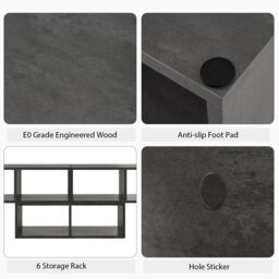 Costway 3 Pieces Adjustable TV Console Stand Modern Entertainment Center in Grey - thumbnail 5