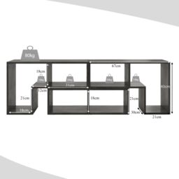 Costway 3 Pieces Adjustable TV Console Stand Modern Entertainment Center in Grey - thumbnail 2