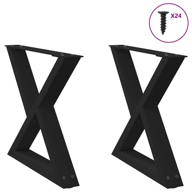 Berkfield Home Coffee Table Legs 2 pcs Black 60x(42-43.3) cm Steel - image 1