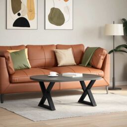 Berkfield Home Coffee Table Legs 2 pcs Black 60x(42-43.3) cm Steel - thumbnail 3