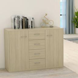 Berkfield Home Sideboard Sonoma Oak 88x30x65 cm Engineered Wood in Light Tan - Size: 88 x 30 x 65 cm - thumbnail 2