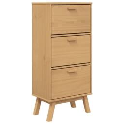 Berkfield Home Shoe Cabinet OLDEN Brown 55x35x120cm Solid Wood Pine in Light Tan - Size: 55 x 35 x 120 cm