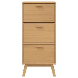 Berkfield Home Shoe Cabinet OLDEN Brown 55x35x120cm Solid Wood Pine in Light Tan - Size: 55 x 35 x 120 cm - thumbnail 6
