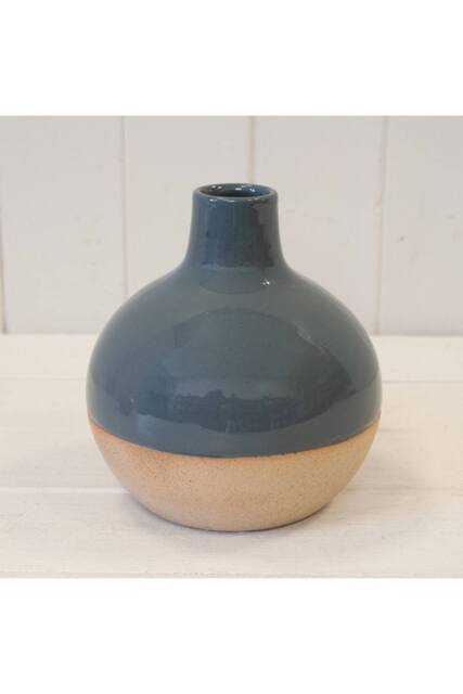 KDMD Blue Ceramic Glazed Vase withn Unglazed Design - image 1