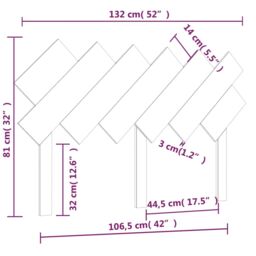 Berkfield Home Bed Headboard White 132x3x81 cm Solid Wood Pine - Size: 132 x 3 x 81 cm - thumbnail 6