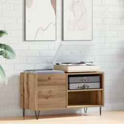 Berkfield Home Record Cabinet Artisan Oak 84.5x38x48 cm Engineered Wood in Brown - thumbnail 1