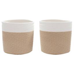 Berkfield Home Storage Baskets 2 pcs Brown & White √ò28x28 cm Cotton - Size: 28x28 cm - thumbnail 4