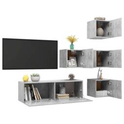 Berkfield Home 5 Piece TV Cabinet Set Concrete Grey Engineered Wood - thumbnail 3