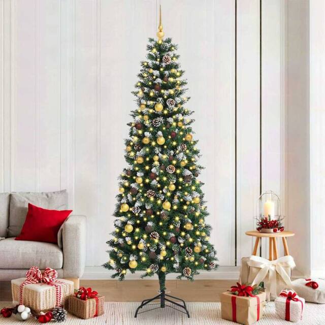 Berkfield Home Artificial Christmas Tree with 300 LEDs Green 86 x 86 x 210 cm - image 1