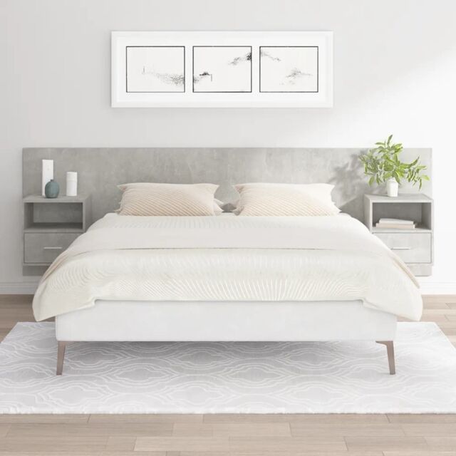Berkfield Home Bed Headboard with Cabinets Concrete Grey Engineered Wood - image 1
