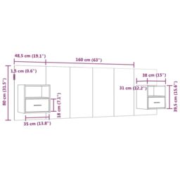 Berkfield Home Bed Headboard with Cabinets Concrete Grey Engineered Wood - thumbnail 6