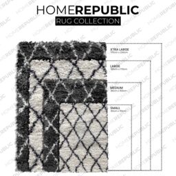 Home Republic Linhas Fluffy Diamond Rug in Grey - Size: 160 cm x 230 cm - thumbnail 3