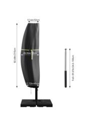 Living and Home 72cmW x 210cmH，Waterproof Cantilever Parasol Cover with Zipper and Rod in Black - Size: 72 cmW x 210 cmH - thumbnail 8