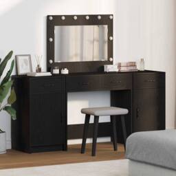 Berkfield Home 3-Piece Dressing Table Set with LED in Black Engineered Wood