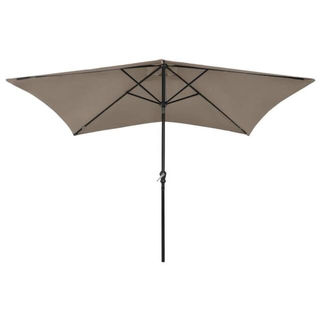 Berkfield Home Parasol with LEDs & Steel Pole Taupe 2x3 m - image 1