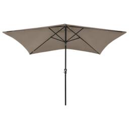 Berkfield Home Parasol with LEDs & Steel Pole Taupe 2x3 m - thumbnail 1