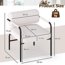 Gymax Velvet Upholstered Accent Chair Metal Frame Leisure Chair-White in White - thumbnail 2