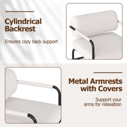 Gymax Velvet Upholstered Accent Chair Metal Frame Leisure Chair-White in White - thumbnail 7