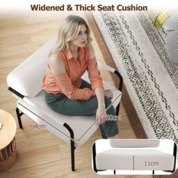 Gymax Velvet Upholstered Accent Chair Metal Frame Leisure Chair-White in White - thumbnail 6