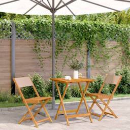 Berkfield Home 3 Piece Bistro Set Taupe Fabric & Solid Wood - thumbnail 2