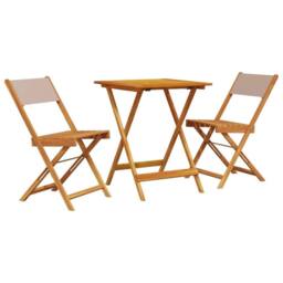 Berkfield Home 3 Piece Bistro Set Taupe Fabric & Solid Wood - thumbnail 1