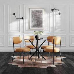 Lemon Pavilion Furniture Smith Dining Chair (Pack of 2) - PU/Metal - L50 x W48 x H79 cm in Black - Size: 2 Pack - thumbnail 6