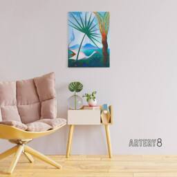"Artery8 Joseph Stella Neapolitan Song Bay of Naples Canvas Wall Art Print - Size: W12"" x H16""" - thumbnail 3