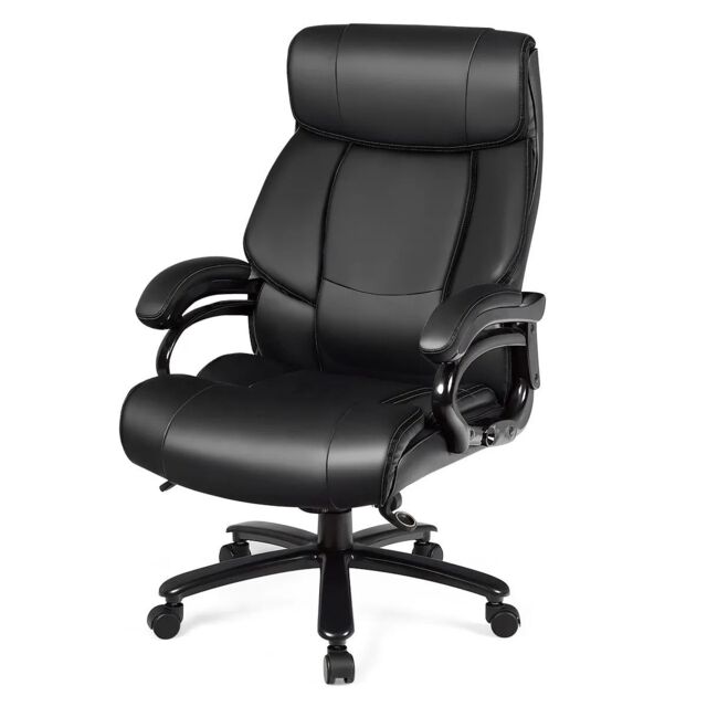 Costway Big &Tall Office Chair Swivel Padded Executive Chair Ergonomic Computer Desk Chair Adjustable Height in Black - image 1