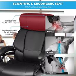 Costway Big &Tall Office Chair Swivel Padded Executive Chair Ergonomic Computer Desk Chair Adjustable Height in Black - thumbnail 5
