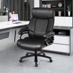 Costway Big &Tall Office Chair Swivel Padded Executive Chair Ergonomic Computer Desk Chair Adjustable Height in Black - thumbnail 3