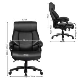 Costway Big &Tall Office Chair Swivel Padded Executive Chair Ergonomic Computer Desk Chair Adjustable Height in Black - thumbnail 2