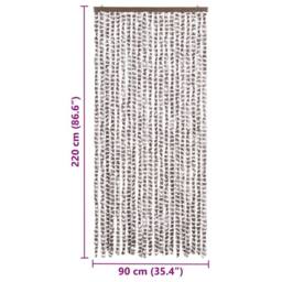Berkfield Home Insect Curtain Taupe & White 90x220 cm Chenille - thumbnail 7