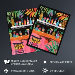 "Artery8 Tiki Bar Tropical Pineapples Bold Colourful Framed Art Print - Size: W12"" x H16""" - thumbnail 2
