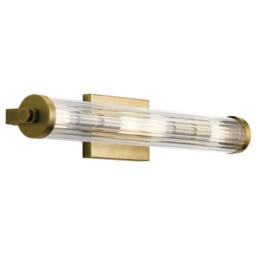 Netlighting Kichler Azores Bathroom Wall Lamp Natural Brass IP44 in Yellow