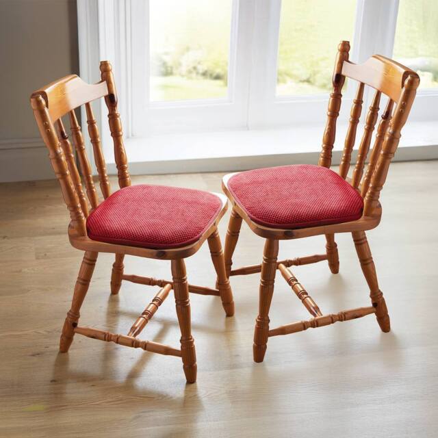 Coopers of Stortford Pack of 2 Memory Foam Dining Chair Seat Pads - Chenille, Non-Slip Back in Burgundy - Size: 40 cm x 40 cm - image 1