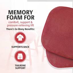 Coopers of Stortford Pack of 2 Memory Foam Dining Chair Seat Pads - Chenille, Non-Slip Back in Burgundy - Size: 40 cm x 40 cm - thumbnail 3