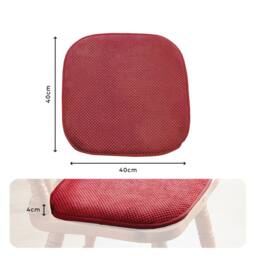 Coopers of Stortford Pack of 2 Memory Foam Dining Chair Seat Pads - Chenille, Non-Slip Back in Burgundy - Size: 40 cm x 40 cm - thumbnail 5