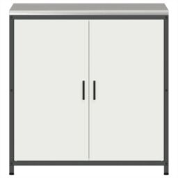 Berkfield Home Kitchen Storage Cabinet with Shelf with Storage with Door White Steel - thumbnail 6
