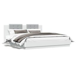 Berkfield Home Durable Bed Frame with LED without Mattress White 180x200 cm Supe - Size: Super King - thumbnail 5