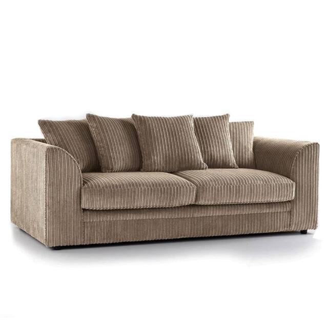 Bliss Furniture Jumbo Cord Dylan 3-Seater Scatter Back Sofa in Beige, Comfy & Stylish in Beige - Size: 3 Pack - image 1