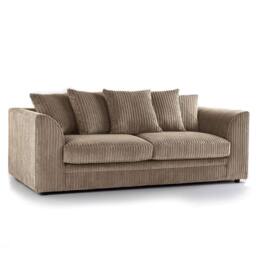 Bliss Furniture Jumbo Cord Dylan 3-Seater Scatter Back Sofa in Beige, Comfy & Stylish in Beige - Size: 3 Pack - thumbnail 1
