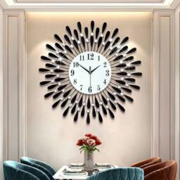 Kelvenix 60cm Diamond Jeweled Wall Clock Stylish Diamond Sunflower in Black - thumbnail 6