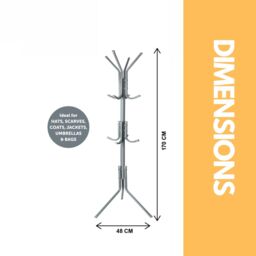 Pirlo Plush Metal Coat Stand With 12 Hooks Grey - thumbnail 5
